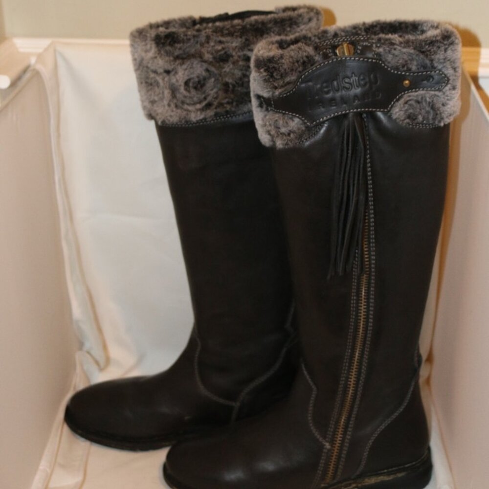 Tredstep Ireland Shannon H20 Fur Tall Country Boots Lined Size 39 US 8 Black